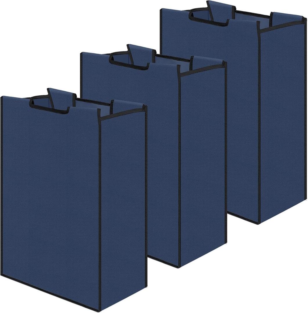 Bonuci 3 Pcs Laundry Sorter Replacement Bags Hamper Cart Removable Replacement Laundry Storage Organizer Bag Hamper Liner, No Hooks 14.76 x 8.66 x 21.65 Inch (Dark Blue)