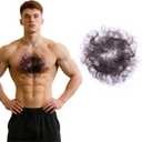 Fake Chest Hair Body Hairs Adding Hair Volume Enhancement of Manliness Handmade Full Lace Fake Realistic Chest hair (Round-Brownish Black)