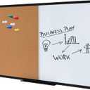 48 x 36 Inch Magnetic Whiteboard and Cork Combo Board, Wall Mounted Half Dry Erase Board & Cork Board Combination Board, Black Aluminum Frame