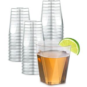 Prestee Clear Plastic Shot Glasses, 2 oz Disposable Shot Glasses - Bulk 100 Pack, Durable Small Cups for Shots, Mini Drinkware for Parties, Events, Reusable or Disposable - Crystal Clear Design