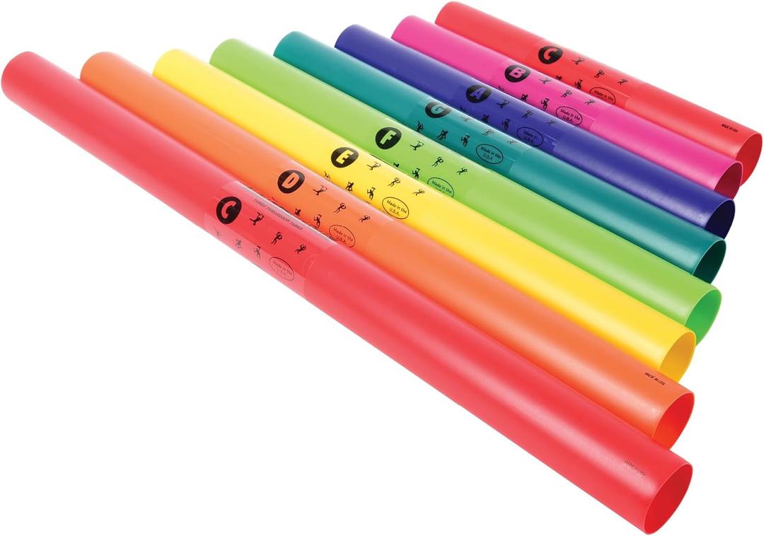 Constructive Playthings Boomwhackers Music Tubes, C to C Scale Musical Sound Tube, Classroom Instruments for Kids, Diatonic, Set of 8