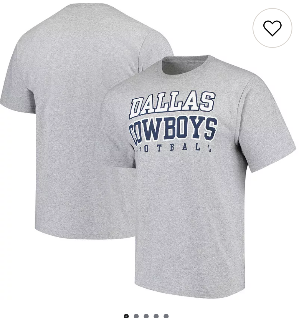 Dallas Cowboys NFL Grey Stencil Stack T-Shirt, XXL