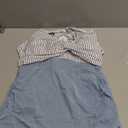 B2prity Women's Plus Size One Piece Swimdress Swimsuit Tummy Control Slimming Swim Dress Mesh Drawstring Skirted Bathing Suit (XLarge, Stripe, Grey Blue)