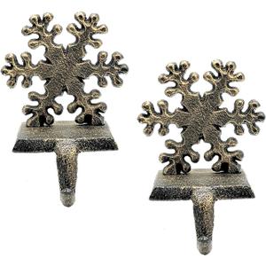 2 Pieces Snowflake Christmas Stocking Holder Christmas Hooks Skid Mantel Hooks Hanger for Fireplace Free Standing Christmas Decorations