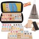 Doreimi Non-Transparent Rummy Cube Game Set 6 Players 2026-162 Tiles, 6 Anti-Slip Wooden Racks/Trays, Dual Storage Travel Friendly Board Game for Adults Kids, Gift for Grandparents Family Game Night