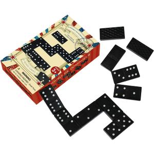Wooden Double 6 Domino Set - 28 Tiles Black Dominoes for Kids, Adults, and Family Games Night | Ideal for 2-4 Players | Perfect for Classroom, Party, Travel, and Gifting | Classic Board Game