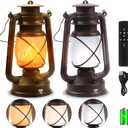 Wondrastical 2 Pack Bronze Vintage 4 Modes LED LanternsRechargeable Flickering Flame Lights Decorative Outdoor&Indoor, Remote Control Waterproof Hanging Lantern for Camping,Patio Garden Pathway