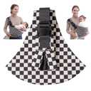 Baby Sling Carrier, Premium Cotton Blend Baby Carrier for Toddlers, Adjustable & Breathable Toddler Carrier with Ventilated Straps, Lightweight & Travel-Friendly Design (Ebony Check)