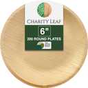 Disposable Bamboo 6" Round Plates (200 pieces) Bamboo Serving Platters, Disposable Boards, Eco-Friendly Dinnerware For Weddings, Catering, Events