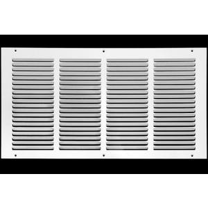 HVAC Premium 20'' x 8'' [Duct Opening] Flat Stamped Steel Return Air Grille - Sidewall and Ceiling - HVAC Vent Duct Cover - White [Outer Dimensions: 21.75''w X 9.75''h]