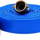 2" x 100 PVC Lay Flat Water Pump Discharge Hose With Aluminum Pin Lug Fittings, Heavy Duty Reinforced Pool Backwash Hose Assembly