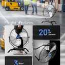 iLiving Wall Mounted/Floor Stand Variable 20 Inches Speed Indoor/Outdoor Fan, Industrial grade for Patio, Greenhouse, Garage, Workshop, and Loading Dock, 4650 CFM, Black