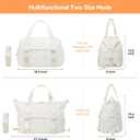 Gym Bag with Yoga Mat Holders, Carry On for Pilates Women & Men with Laptop & Shoe Compartment Large Duffle Travel Weekender Tote with Key Ring Clip Personal Item Workout, Easy to Clean - Beige