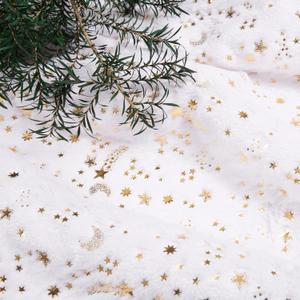 Christmas Tree Skirt 30" 36" 48" White Luxury Faux Fur Tree Skirt Stars Plush Tree Skirt for Christmas Tree Pencils Tree 906/Gold/78