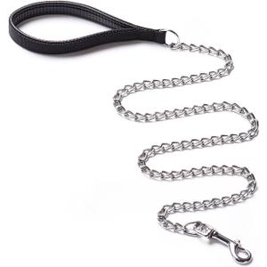 Heavy Duty Dog Leash,Metal Dog Chain Leash with Padded Handle for Large & Medium Size Dogs (6 ft. x 3.0 mm (25-120 lbs.))
