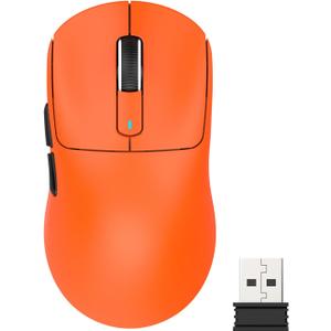 ATTACK SHARK X3 Lightweight Wireless Gaming Mouse with Tri-Mode 2.4G/USB-C Wired/Bluetooth,Up to 26K DPI, PAW3395 Optical Sensor,Kailh GM8.0 Switch,5 programmable Buttons for PC/Win/Mac(Orange)
