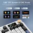 RedThunder K95 Wireless Mechanical Keyboard, TFT Screen & Knob, Tri-Mode BT5.0/2.4GHz/USB-C Hot Swappable Custom, Pre-lubed Linear Switches, Gasket Structure, RGB Gaming Keyboard, Snowy White-Blue