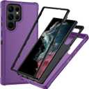 SunStory Compatible with Samsung Galaxy S22 Ultra Case, 3-Layer Heavy Duty Full-Body Cover,Military-Grade Drop Protection, 3 in 1 Hybrid Protective Case for Galaxy S22 Ultra 6.8", Purple