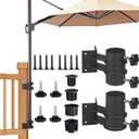 10PCS Heavy Duty Patio Umbrella Holder, Umbrella Replacement Parts with 3 Size Parasol Hole Ring Cover, Wall Mount Parasol Stand Space Saving Set for Balcony Decks Backyard
