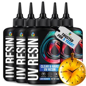 CRAFT RESIN 500g UV Resin Kit Hard Type Low Viscosity  Crystal Clear and No-Yellowing UV Resin Glue for DIY, Jewelry Making, Molds Casting and Polymer Clay Projects - Fast Cure Under UV Light