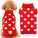 Valentines Dog Sweater Heart Dog Valentines Outfit Soft Warm Knitted Pet Clothes Cold Weather Puppy Clothes for Small Medium Dogs Cats (S (Back: 11",Chest: 14.2", 5-10lbs))