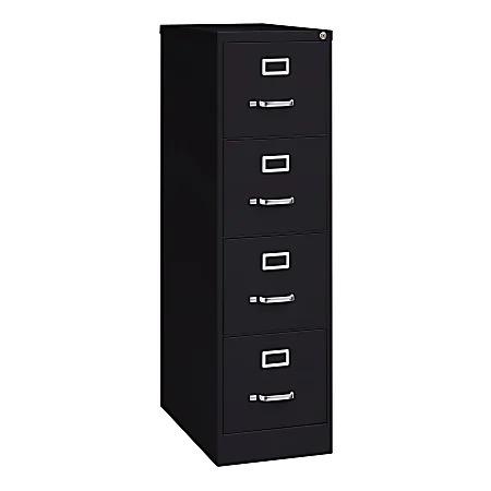 OfficeMax 4 Drawer Vertical File Cabinet with Lock, Metal Filing Cabinets with 4 Drawers for Hanging Files and Letter Files, 26.5" Deep, Black