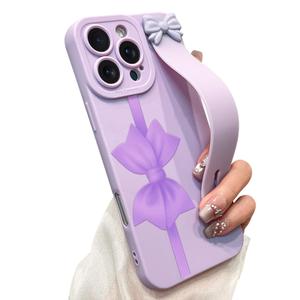 jueaes Cute Bow Case for iPhone 16 Pro Max with Finger Hand Wrist Strap