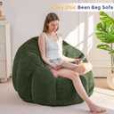 MAXYOYO Giant Bean Bag Chair, Pumpkin-Shaped Bean Bag Sofa, Oversized Boneless Couch Sofa in a Box, Comfy and Lazy Lounge Chair for Dorm, Living Room, Green