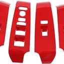 Door Armrest Panel Cover Door Lock Switch Trim, Door Window Control Panel Cover Trim, Compatible with Honda Civic 11th Gen 2022 - Red