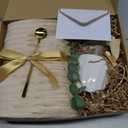 Gift Basket for Women, Unique Birthday Gift, Relaxation or Get Well Soon Gift – Cozy Blanket, Mug, Candle, Honey Jar, Herbal Tea, Gold Spoon, Thank you Card, Gift Box – White Arch