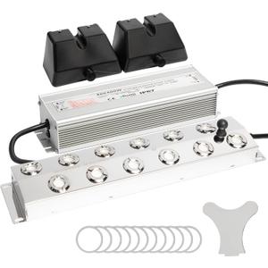 Upgrade Ultrasonic Fogger 12 Head, Ultrasonic Mist Maker w/Float, 9000ml/H Mist Maker Fogger w/ 400W Waterproof Power Supply, Perfect for Pond, Greenhouse, Rockery, Halloween Decoration