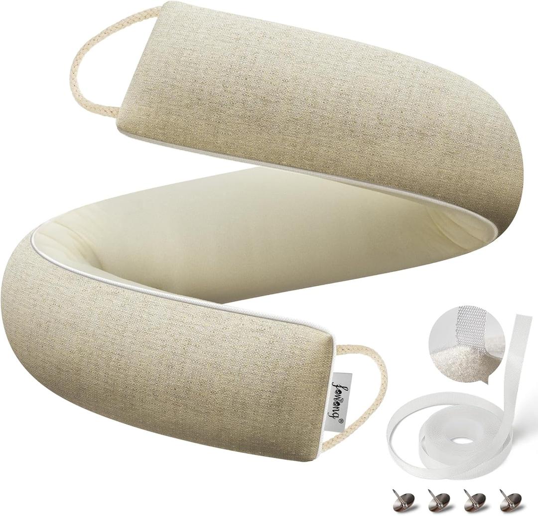 fowong Under Door Draft Stopper 32 Inch Weighted Draft Stopper for Bottom of Door Soundproofing Noise Blocker Easy Install, Oatmeal