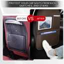 SUTSU Kick Mat Back Seat Protector Waterproof Leather Car Seat Back Organizers Cover with 3 Storage Pockets for Kids Pets SUV Sedan Minivan Truck Car Travel Accessories (Coffee 2-pack)