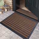 Front Door Mat, Dirt Trapper Outdoor Welcome Door Mat, All-Weather Doormat, Outdoor Door Mats, Sturdy Non Slip Blacking, Easy Clean Entryway Mat, Coffee, 29x17