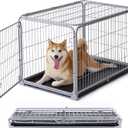 ZOMISIA Collapsible Dog Crate for Medium Dogs - 36 inch Escape Proof Metal Dog Kennel with Double Door, Easy Assembly Foldable Dog Cage with Removable Tray, Indoor Outdoor Use, Silver Gray