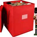 Christmas Nutcracker and Figurine Collectible Storage Box, Fits 9 Holiday Ornaments, Stores Up to 16" Tall Ornaments, Holiday Decor Organizer with Dividers, Nutcracker not Included(Red)