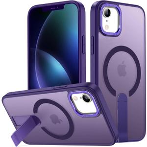 for iPhone XR Case Compatible with Magsafe, Built-in Invisible Stand [Military Drop Protection] Strong Magnetic Shockproof Slim Protective Phone Case Cover for iPhone XR 6.1 (Purple)
