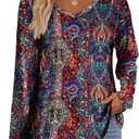 Women's Long Sleeve T-Shirts Solid Color Loose Fit Cute Basic Flowy Tops Spring Fall Casual Blouse (XL)