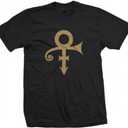 Prince Unisex Adult Prince Official Merch Gold Love Symbol Short Sleeve Shirt (Large, Black)