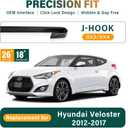 Windshield Wiper Blades Replacement for Hyundai Veloster 2012 2013 2014 2015 2016 2017,Original Equipment Replacement Front Rear Wiper Blade Set - 26" 18" 8" (Set of 3)