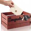 Epakh 2026 Graduation Card Box Holder Class of 2026 Rustic Wooden Card Box with Slot Vintage Grad Decorations for Congrats Graduation Reception Party Supplies
