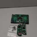 DLseego My World MC Protective Case for Switch OLED New Model, Dockable Soft Shell Cute Cover Case for Joycon Controller with 4PCS Thumb Grips Caps - Green OLED