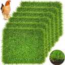 Irieiply 6 Pack 12"x12"x1.2" Chicken Nesting Pads for Laying Eggs, Washable Artificial Grass Carpet Synthetic Turf Mat Nest Box Bedding for Chicken Coop