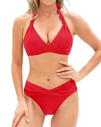 Yonique Women Two Piece Bathing Suits Push Up Bikini Set Halter Swimsuit Vintage Swimwear, Size: S