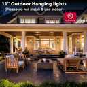 Outdoor Pendant Light, 11" Porch lights Outdoor Chandelier Hanging Ceiling Lights, Black Aluminum Lightshade with Tempered Glass, Exterior Lighting Fixture for Porch Yard Gazebo, 1 Pack, No Sensor