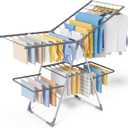 Sakugi Clothes Drying Rack, Foldable 2-Level Laundry Drying Rack with Height-Adjustable Wings, for Clothing & Bedding, Free-Standing Space-Saving Rack, Indoor & Outdoor, 55.5" L 22.8" W, Gray