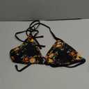 BERLOOK Women's Halter Reversible Bikini Top High Cut Tie Side Triangle String Bikini (X-Large, Black)