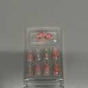 24Pcs Flower Press on Nails Almond Short Fake Nails with Pearl Rhinestones Design Handmade Acrylic Nails Pink Rose Glue on Nail 3D Gold Chrome French Tip False Nails Cute Floral Bow Artificial Nail