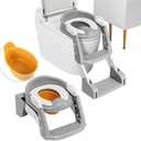 3 in 1 Toddler Potty Training Seat Chair with Ladder and Basin for Boys and Girls, Adjustable Kids Potty Training Seat for Toilet with Anti-Slip Wide Steps and Safety Handles (Gray)