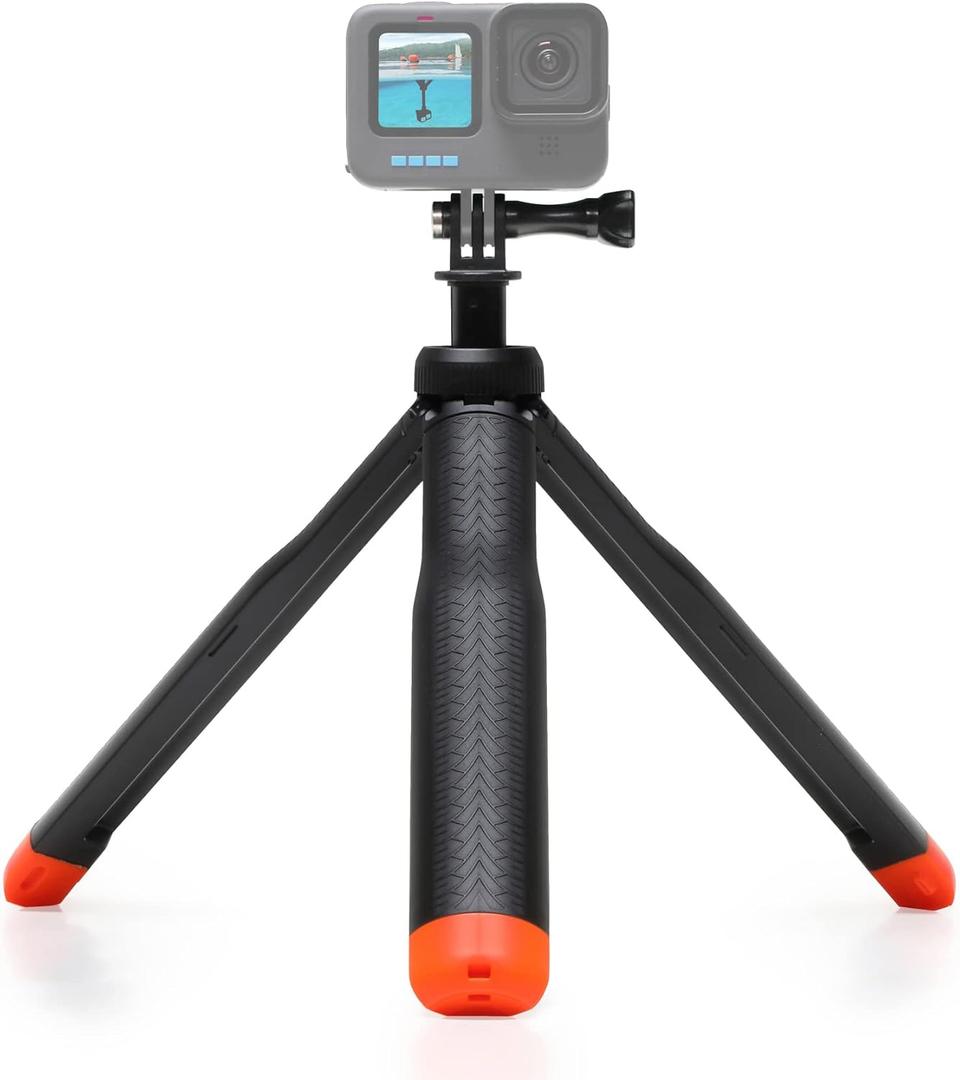 SOONSUN 4in1 Floating Selfie Stick Tripod for GoPro Hero 13 12 11 10 9 8 7 6 5 4 3, Max, AKASO, Osmo Action 3/4/5 Pro Camera - As Waterproof Extension Monopod Pole Floating Handle Grip Tripod Stand (Red)